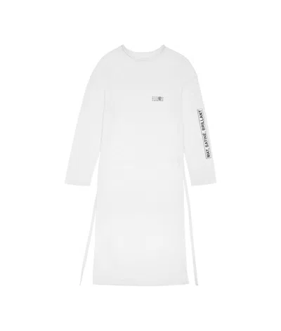 Mm6 Maison Margiela Numbers-motif Cotton Mesh Dress In White