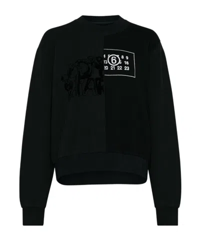 Mm6 Maison Margiela Numbers-motif Cotton Sweatshirt In Black