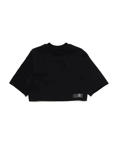 Mm6 Maison Margiela Numbers-motif Cotton T-shirt In Black