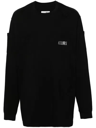 Mm6 Maison Margiela Numbers-motif Cotton T-shirt In Black