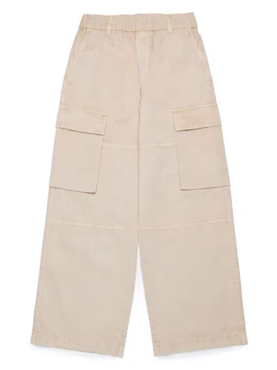 Mm6 Maison Margiela Kids' Numbers-motif Cotton Trousers In Beige