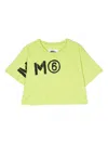 Mm6 Maison Margiela Numbers-motif Cropped Cotton T-shirt In Green