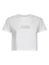 Mm6 Maison Margiela White Jersey Cropped Numeric Signature T-shirt