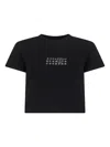 Mm6 Maison Margiela Black Jersey Cropped Numeric Signature T-shirt
