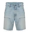 Mm6 Maison Margiela Numbers-motif Denim Shorts In Light Blue