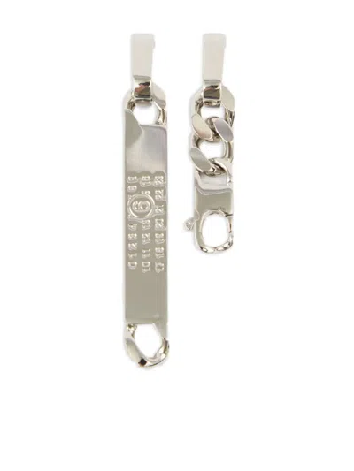 Mm6 Maison Margiela Numbers-motif Drop Earrings In 银色