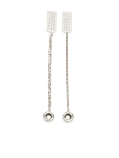 Mm6 Maison Margiela Numbers-motif Drop Earrings In Silver