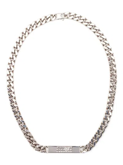 Mm6 Maison Margiela Logo-debossed Chain-link Necklace In Silver