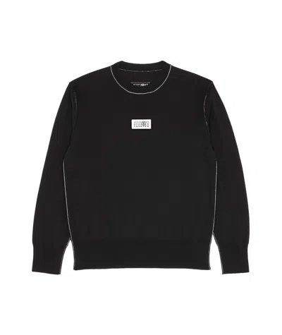 Mm6 Maison Margiela Numbers-motif Fine-knit Jumper In Black