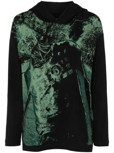 Mm6 Maison Margiela Numbers-motif Hoodie In 900 Black
