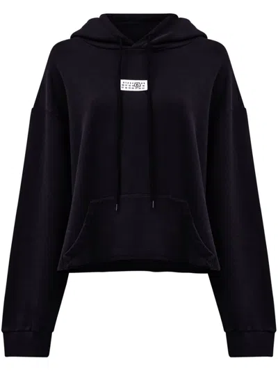 Mm6 Maison Margiela Logo Hoodie Sweatshirt Black