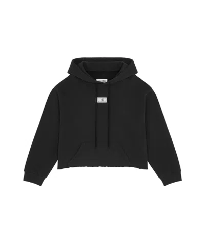 Mm6 Maison Margiela Numbers-motif Drawstring Hoodie In Black
