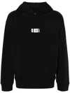 Mm6 Maison Margiela Mm6 By Maison Margiela Emblazoned Black Hoodie With Drawstring And Ribbed Finishes In Black