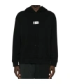 Mm6 Maison Margiela Mm6 By Maison Margiela Emblazoned Black Hoodie With Drawstring And Ribbed Finishes In Black