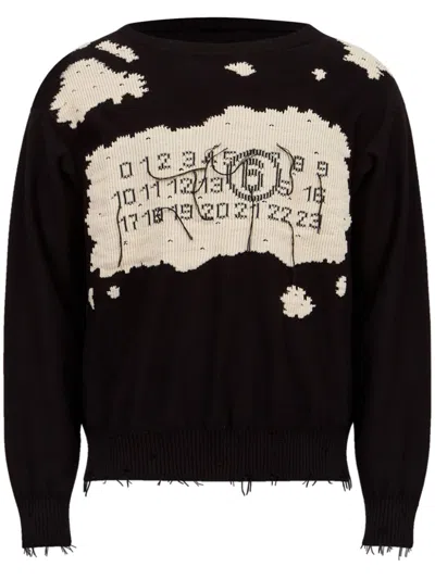 Mm6 Maison Margiela Numbers-motif Jumper In Black