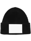 Mm6 Maison Margiela "wool Beanie Hat With Large Logo Patch" In Black