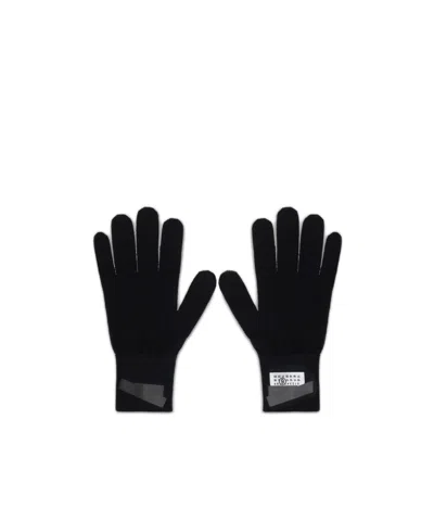 Mm6 Maison Margiela Numbers-motif Knitted Gloves In Brown