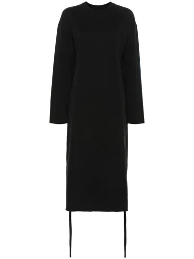 Mm6 Maison Margiela Logo-print Midi Dress In Black