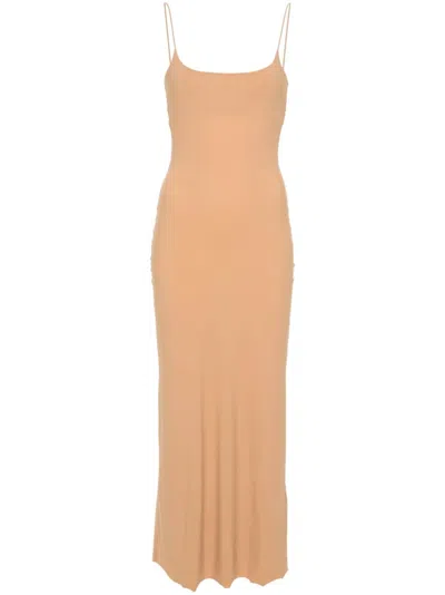 Mm6 Maison Margiela Beige Scoop Neck Maxi Dress