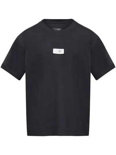 Mm6 Maison Margiela Mm6 By Maison Margiela Relaxed-fit Black Cotton T-shirt With Front Logo Patch