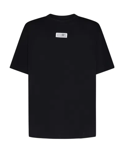 Mm6 Maison Margiela Mm6 By Maison Margiela Relaxed-fit Black Cotton T-shirt With Front Logo Patch