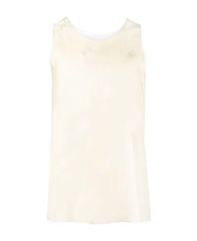 Mm6 Maison Margiela Numbers Motif-print Panelled Tank Top In Nude