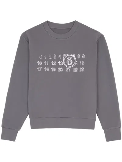 Mm6 Maison Margiela Relaxed Fit Long-sleeve Sweatshirt In Gray