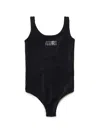 Mm6 Maison Margiela Numbers-motif Print Swimsuit In Black