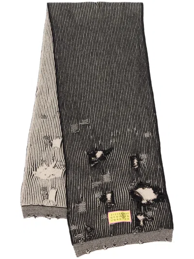 Mm6 Maison Margiela Numbers-motif Ribbed Scarf In Black