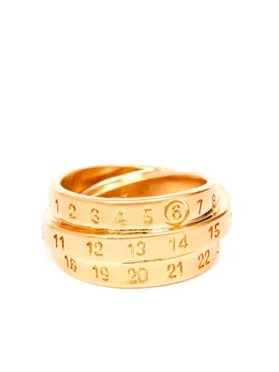 Mm6 Maison Margiela Numbers-motif Ring In Gold