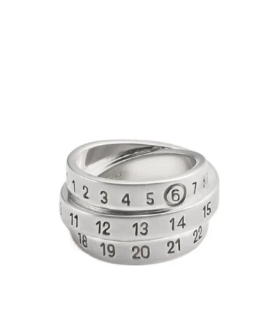 Mm6 Maison Margiela Numbers-motif Ring In Gray