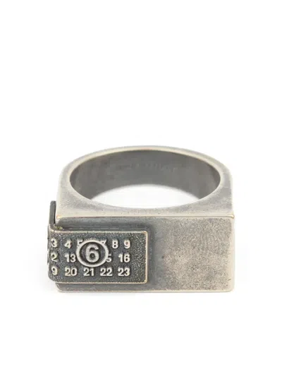 Mm6 Maison Margiela Numbers-motif Ring In Silver