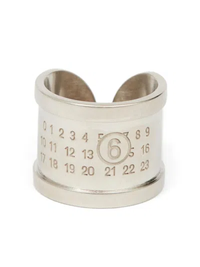Mm6 Maison Margiela Numbers-motif Ring In Silver