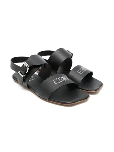 Mm6 Maison Margiela Kids' Numbers-motif Sandals In Black