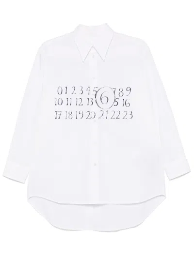 Mm6 Maison Margiela Numbers-motif Shirt In White