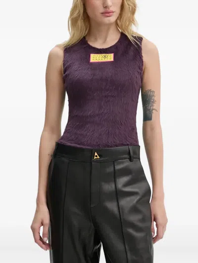 Mm6 Maison Margiela Numbers-motif Sleeveless Top In Purple