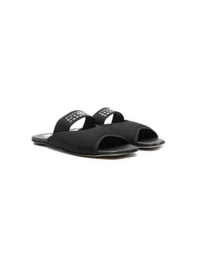Mm6 Maison Margiela Kids' Numbers-motif Slides In Black
