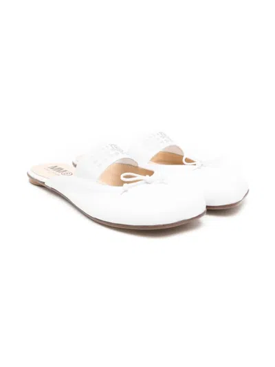 Mm6 Maison Margiela Kids' Numbers-motif Slippers In White
