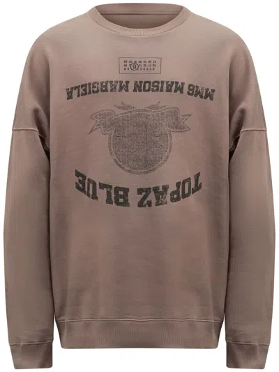 Mm6 Maison Margiela Numbers-motif Sweatshirt In Brown