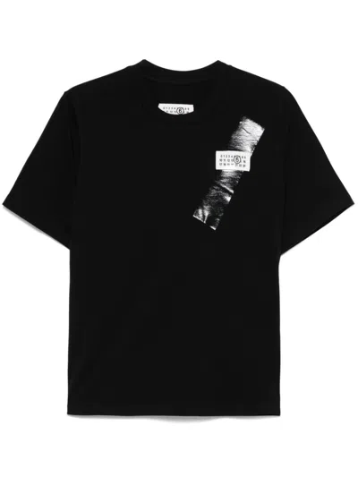 Mm6 Maison Margiela Numbers-motif T-shirt In Black