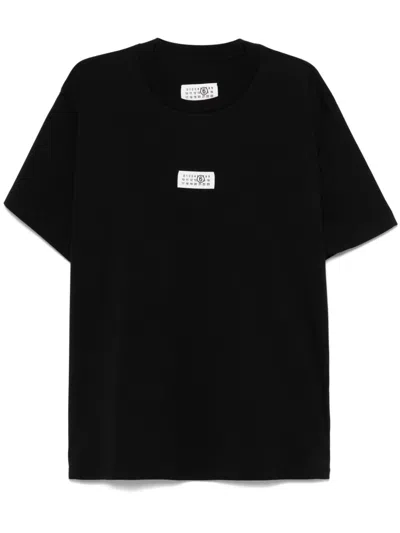 Mm6 Maison Margiela Mm6 By Maison Margiela Relaxed-fit Black Cotton T-shirt With Front Logo Patch
