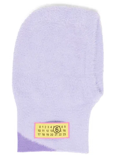 Mm6 Maison Margiela Numbers-motif Textured Balaclava In Purple