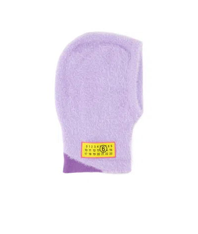 Mm6 Maison Margiela Numbers-motif Textured Balaclava In Purple