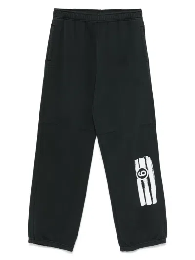 Mm6 Maison Margiela Straight Graphic Print Trousers In Black