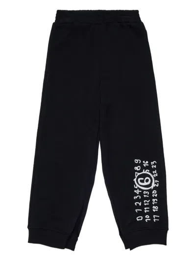 Mm6 Maison Margiela Kids' Numbers-motif Track Pants In Black
