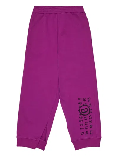 Mm6 Maison Margiela Kids' Numbers-motif Track Pants In Purple