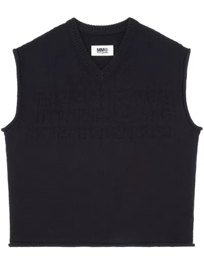 Mm6 Maison Margiela Number-motif Embroidered Vest In Black