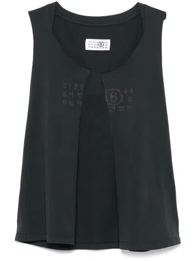 Mm6 Maison Margiela Numbers-motif Vest In Black