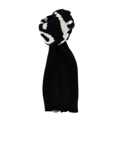Mm6 Maison Margiela Numbers-motif Virgin Wool Scarf In Black