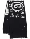 Mm6 Maison Margiela Numbers-motif Virgin Wool Scarf In Schwarz